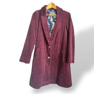 Anthropologie Trench Coat Women’s Wool Blend in Wine Size 2 VINTAGE NWT Lined